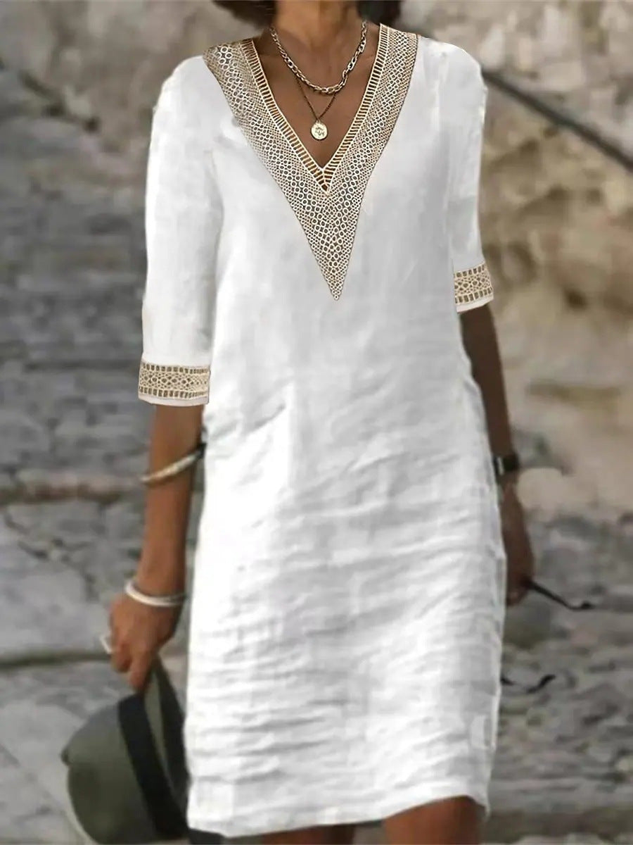 FW1245 Elegance V-Neck Autumn Dress