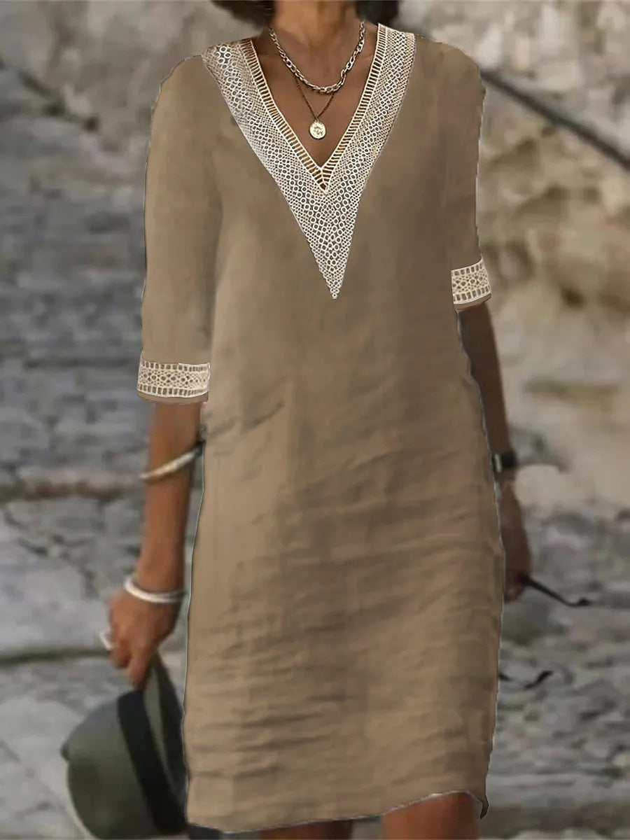 FW1245 Elegance V-Neck Autumn Dress