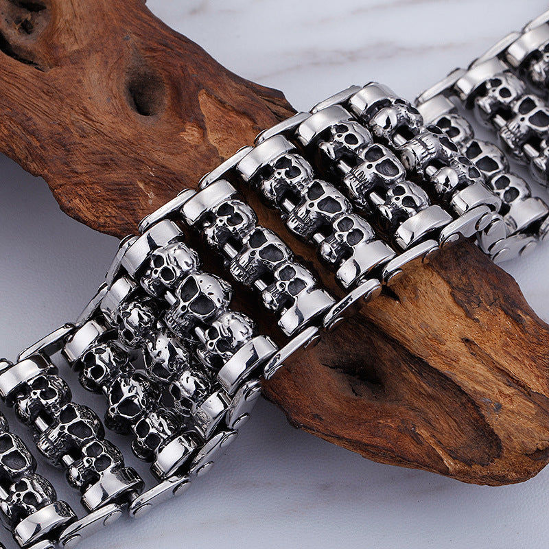 Men's Titanium Steel Skull Bracelet - Punk Style Jewelry