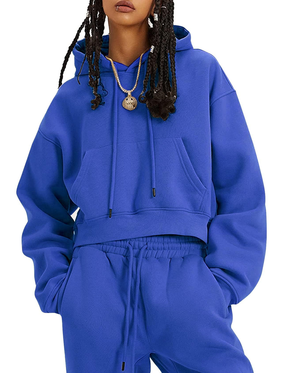 Flygo Women's Royal Blue Fleece Sweatsuit Set