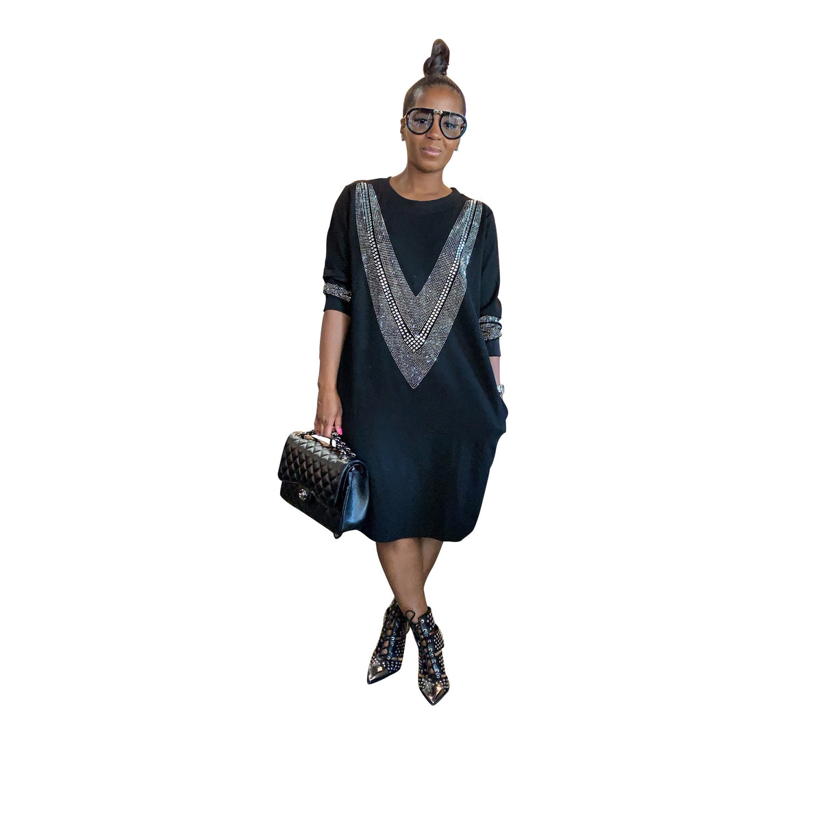 FW1245 Elegance V-Neck Autumn Dress