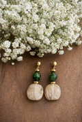 Beautiful White and Green Drop Earrings