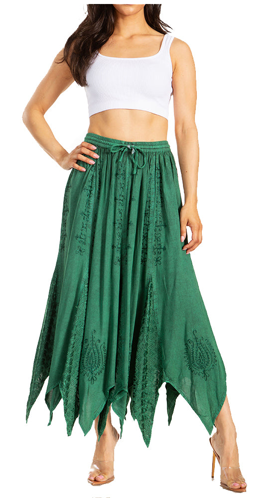 Emery Embroidered Rayon Maxi Skirt