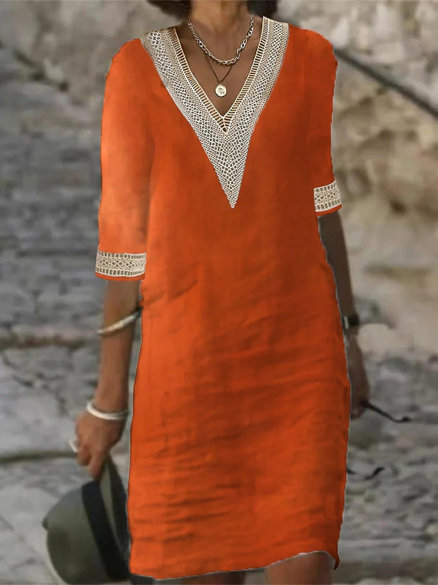 FW1245 Elegance V-Neck Autumn Dress