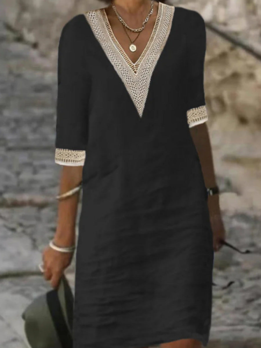 FW1245 Elegance V-Neck Autumn Dress