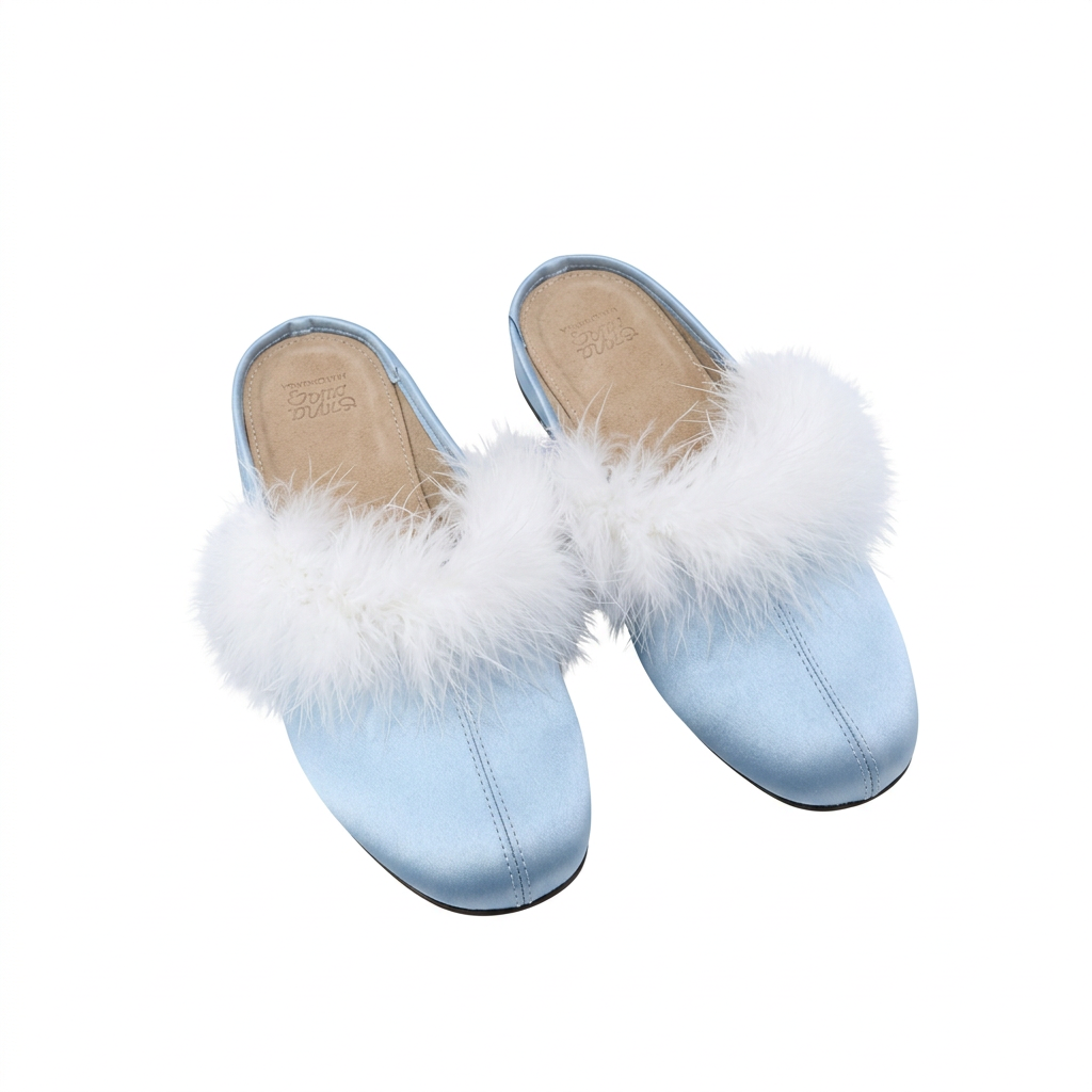 Trinity leather women’s slippers – Light blue